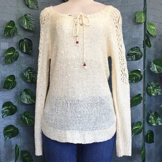 New Feeling Beige Silver Sequence Jersey - Size Large