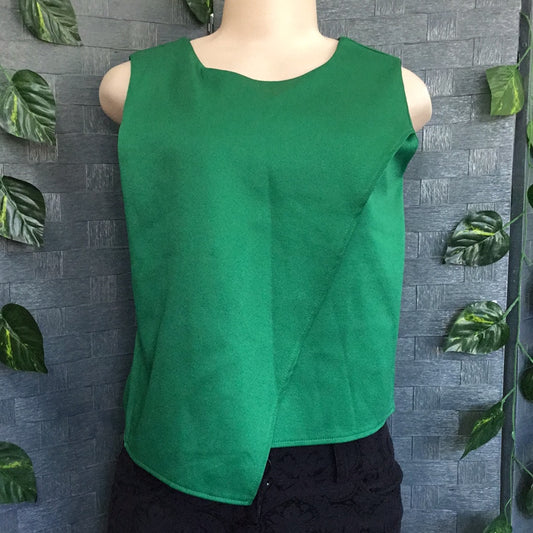 Green Crop Top with front foldover