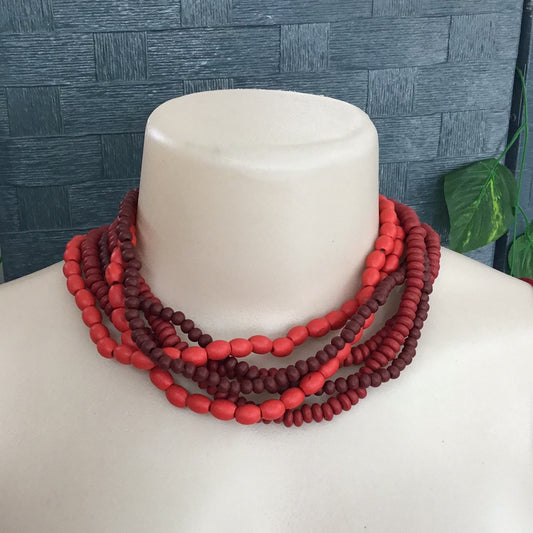 Milady's Red Toned 6 string beads