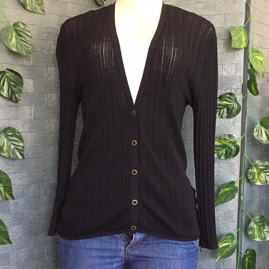 Zara Black  with Bronze Clip Button Jersey - Size Large