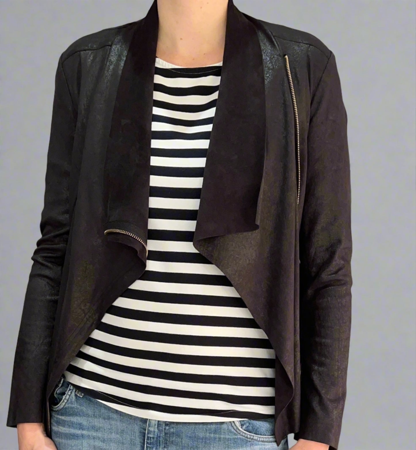 Zara Black Suede Jacket - Size 32 / US Medium